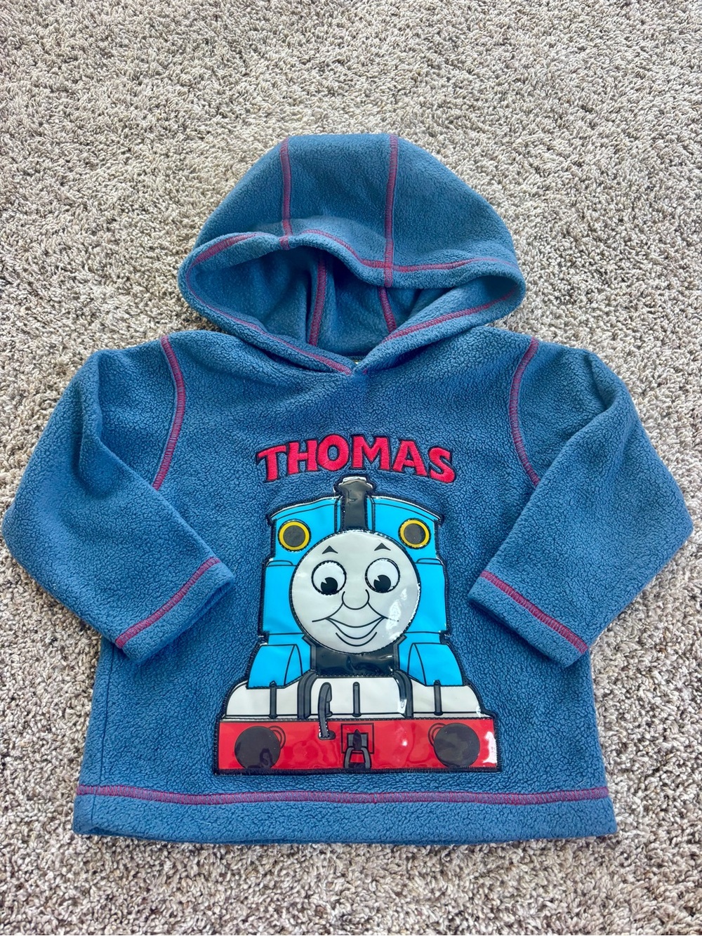 Y2K 2007 Thomas the Tank Engine Blue Hooded Fleece Pullover for Kids 2T